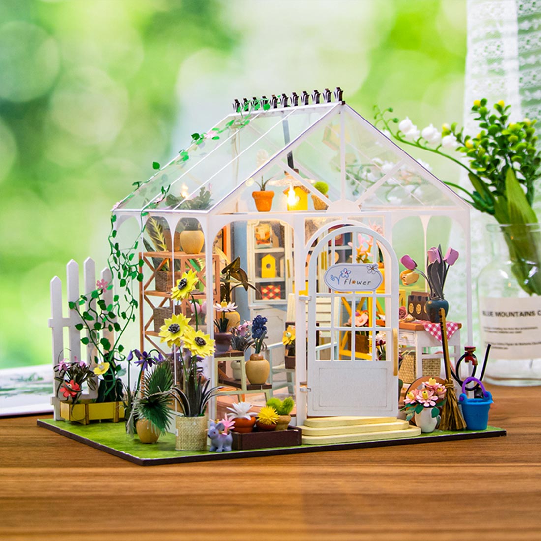 Sunshine Flower House Model DIY Handcrafted Miniature Kit Desktop ornaments creative toys gifts