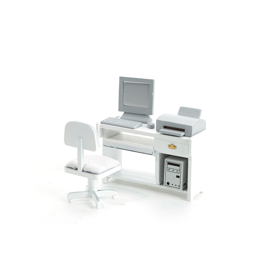 1/12 Mini Computer Desk and Chair Set for Miniature Scene Models Dollhouse Accessories DIY Christmas Gift Assembly