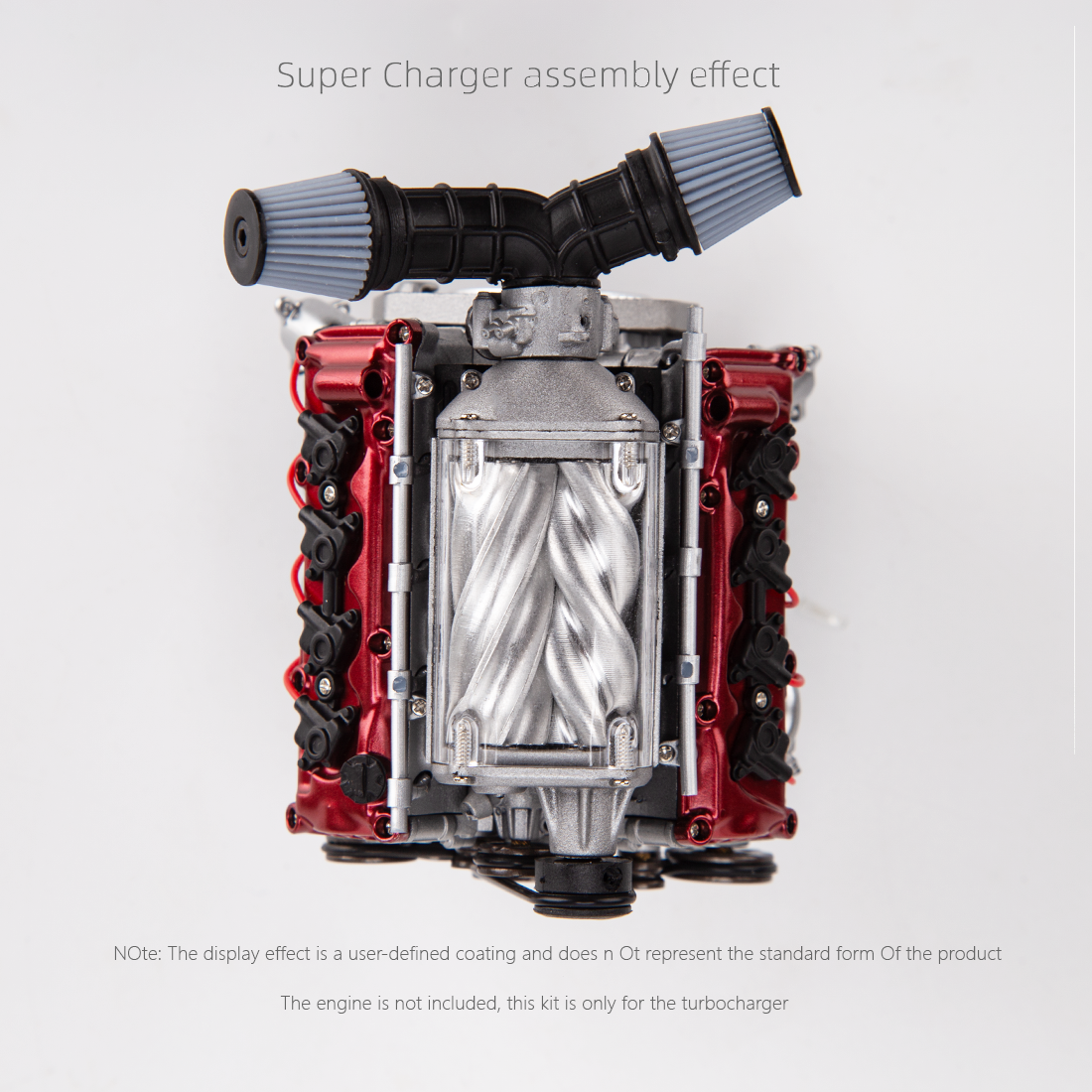 Dynamic Visual Supercharger Engine Model  DIY Assembly Toy RC 1:10 Scale CNC with Metal Moving Parts