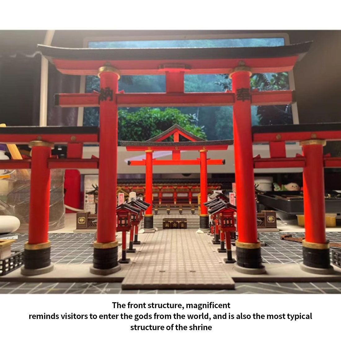 1:64 Scale Japanese Shrine Miniature Ancient Building Model 3D DIY Assembly Creative Handmade Holiday Gift Unpainted Parts Version