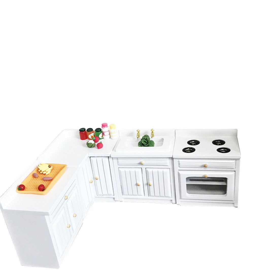 1/12 Scale Mini Kitchen Counter and Sink Set for Miniature Scene Models Dollhouse Accessories DIY Christmas Gift Assembly