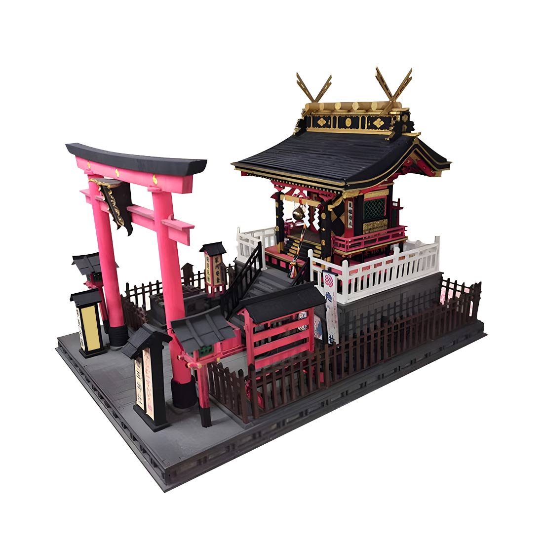 1:64 Scale Japanese Shrine Miniature Ancient Building Model 3D DIY Assembly Creative Handmade Holiday Gift Unpainted Parts Version