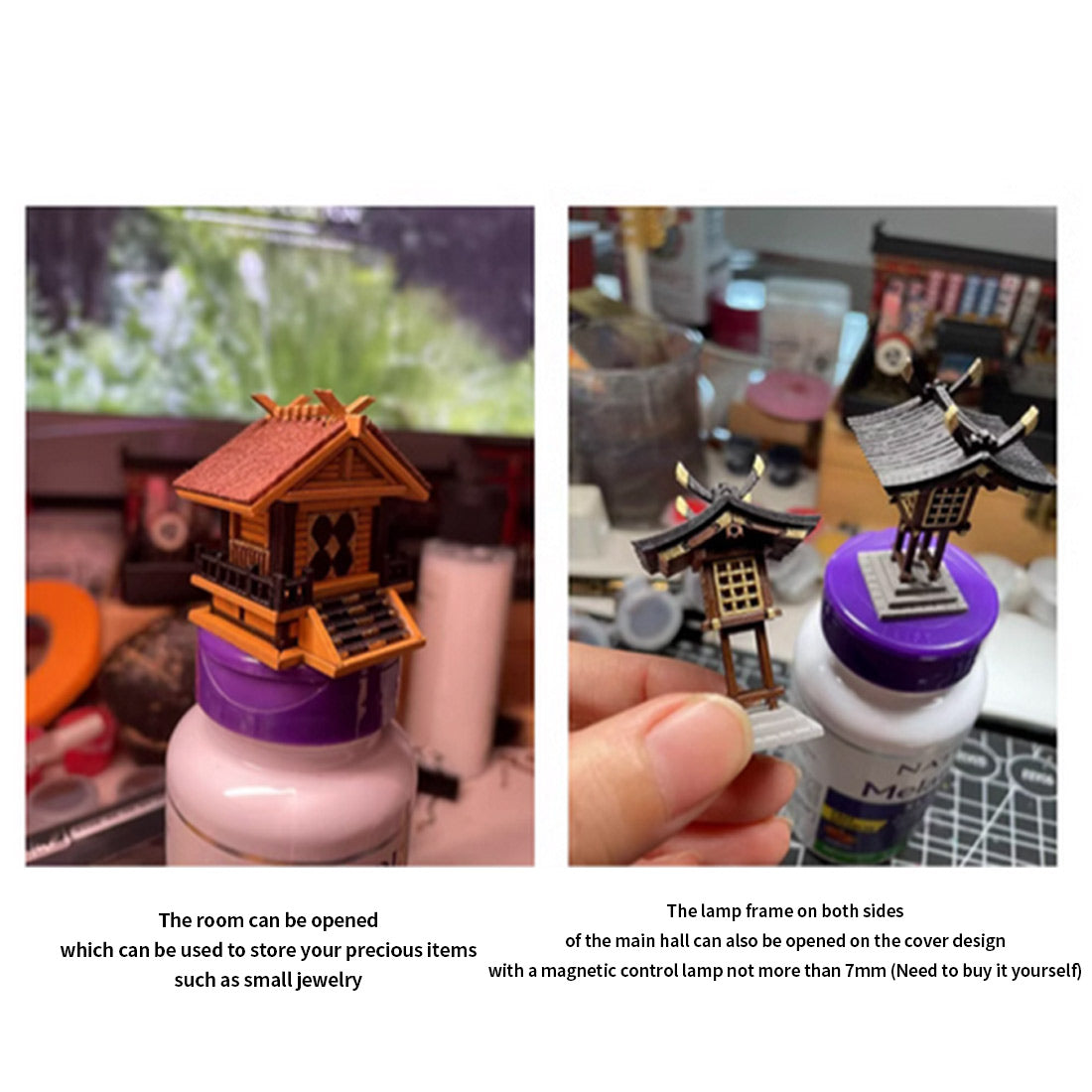 1:64 Scale Japanese Shrine Miniature Ancient Building Model 3D DIY Assembly Creative Handmade Holiday Gift Unpainted Parts Version