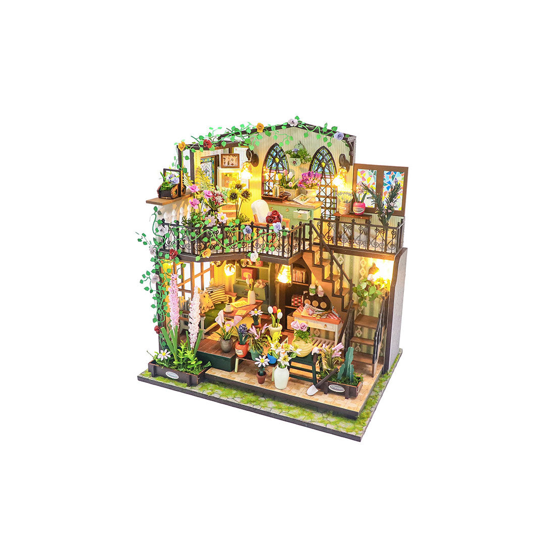 1/24 Double-Decker Darcy Flower House Miniature Dollhouse Architectural Model Kit DIY Christmas Gift mini villa assembly