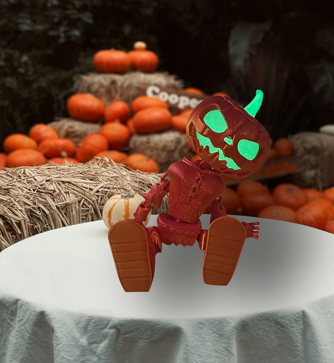 Halloween Evil Pumpkin Figure Decoration 3D Printed Articulated Toy Spooky Decor（Multiple options)