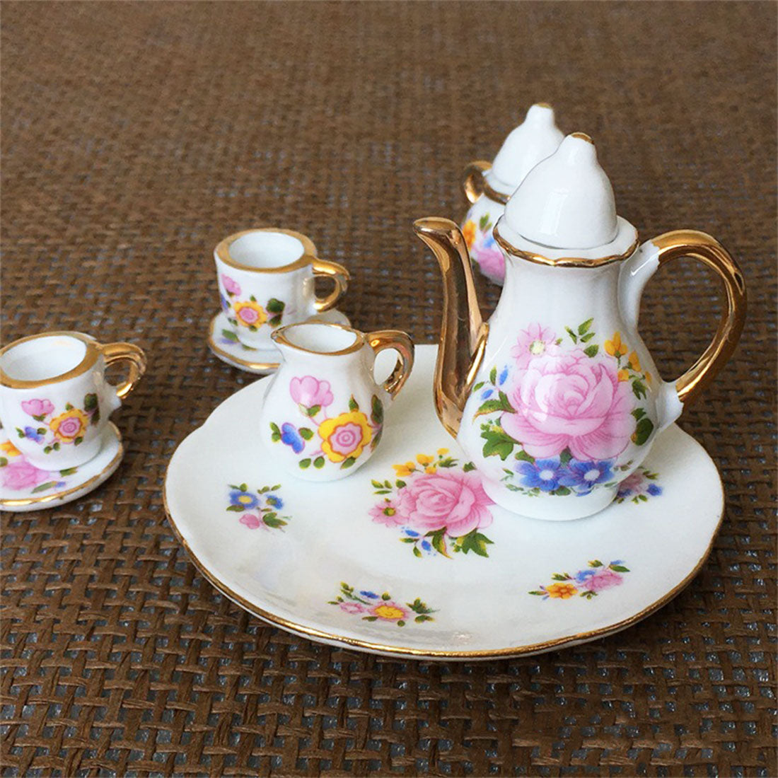 1/12 Ceramic Tea Set for Miniature Scene Models Dollhouse Accessories DIY Christmas Gift Assembly