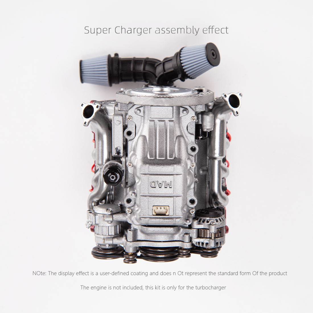 Dynamic Visual Supercharger Engine Model  DIY Assembly Toy RC 1:10 Scale CNC with Metal Moving Parts