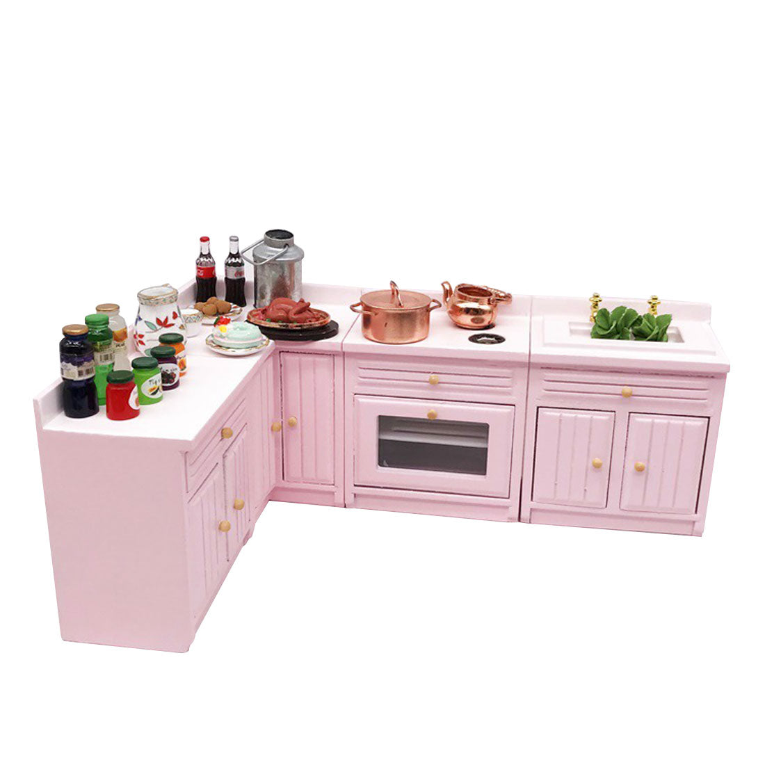 1/12 Scale Mini Kitchen Counter and Sink Set for Miniature Scene Models Dollhouse Accessories DIY Christmas Gift Assembly