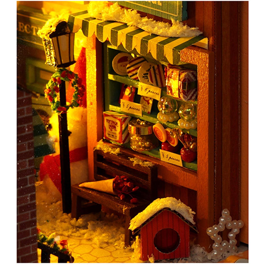 Gift Store BookNook Christmas House Model Kit DIY 3D Wooden Puzzle Assembly Toy Creative