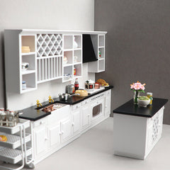 1/12 Scale Mini Kitchen Furniture Set for Miniature Kitchen Scene Models Dollhouse Accessories DIY Christmas Gift Assembly