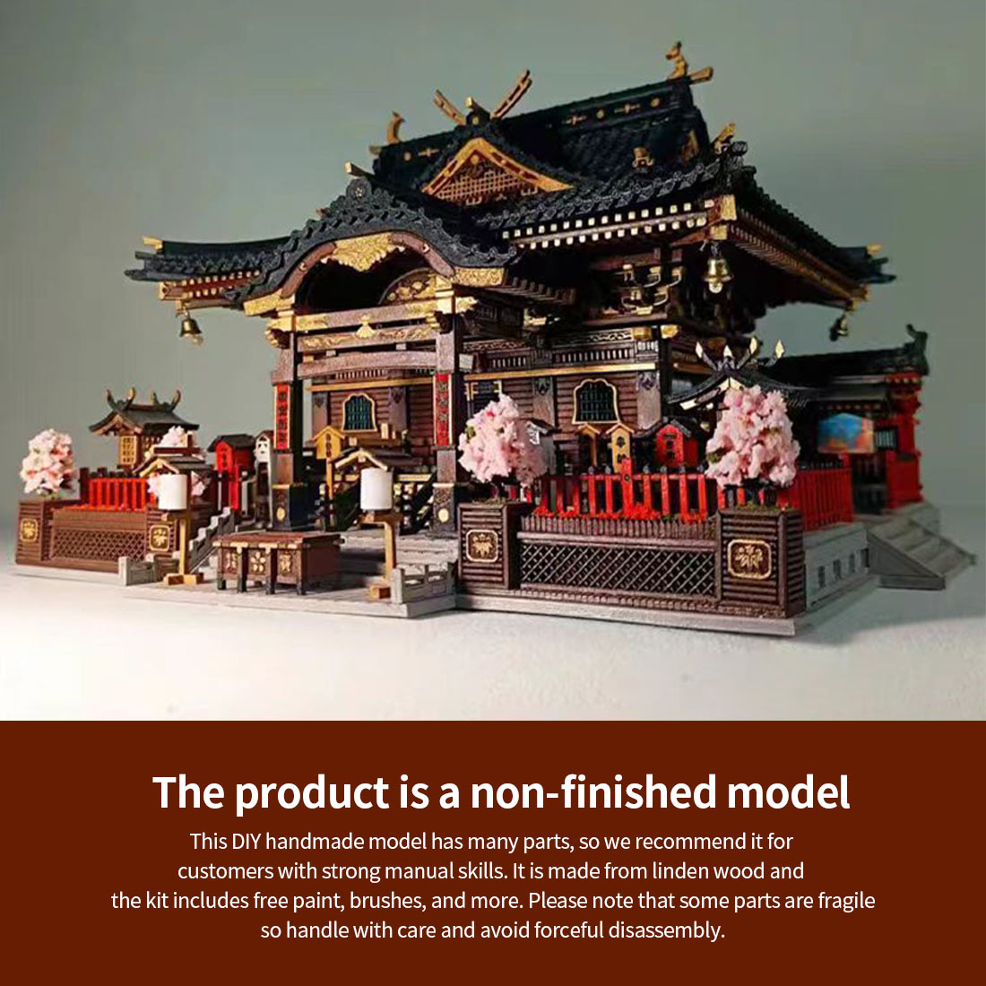 1:64 Scale Japanese Shrine Miniature Ancient Building Model 3D DIY Assembly Creative Handmade Holiday Gift Unpainted Parts Version