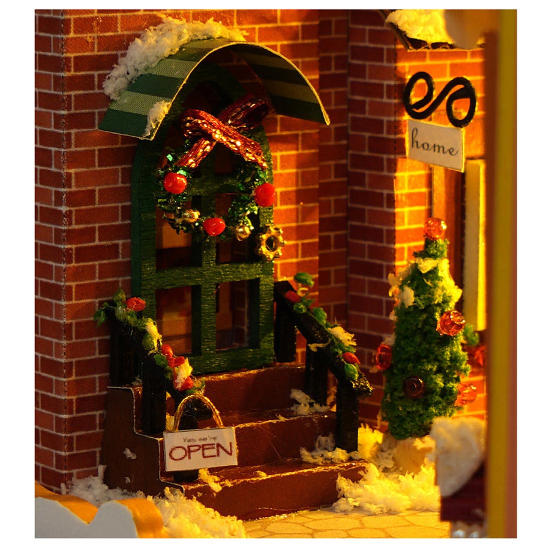 Gift Store BookNook Christmas House Model Kit DIY 3D Wooden Puzzle Assembly Toy Creative